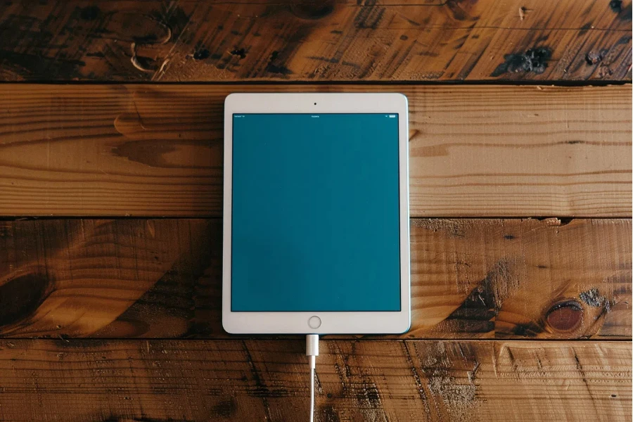 an iPad with its lightning cable