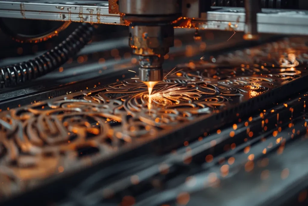 an industrial laser machine in action