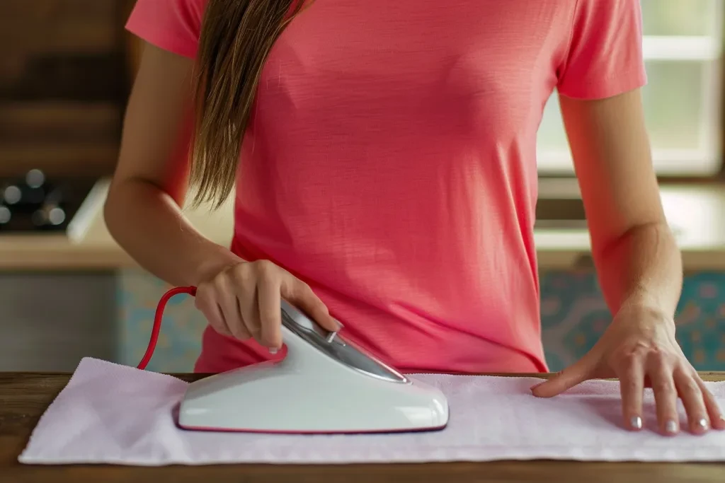 an ironing shirt with paper in front