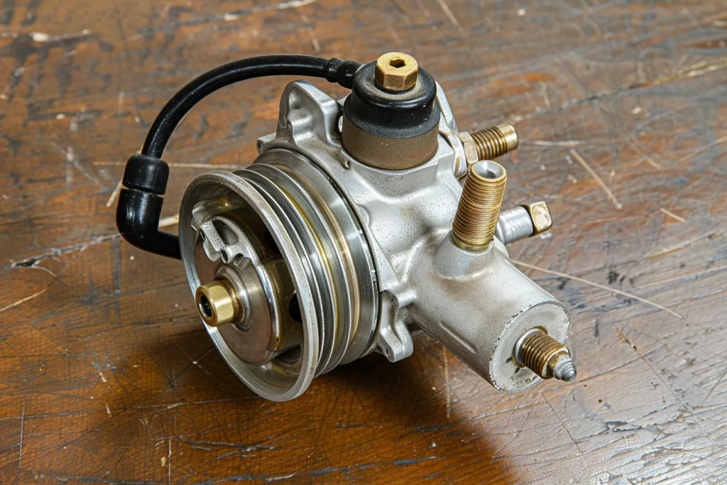 an original power steering pump on the table