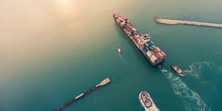 cargo ship in transit