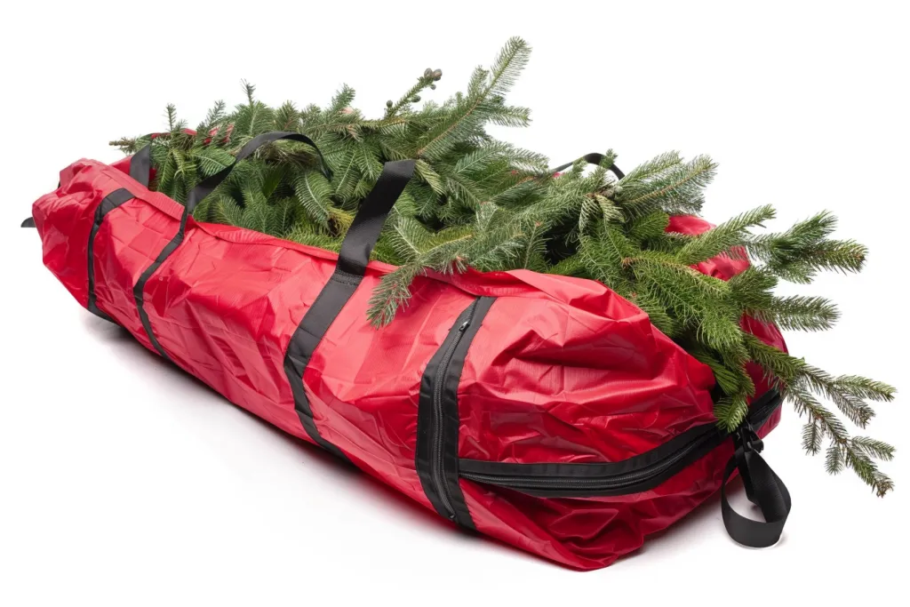 christmas tree storage bag with black zippers