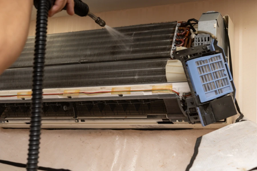 cleaning the air conditioner with chemical liquid