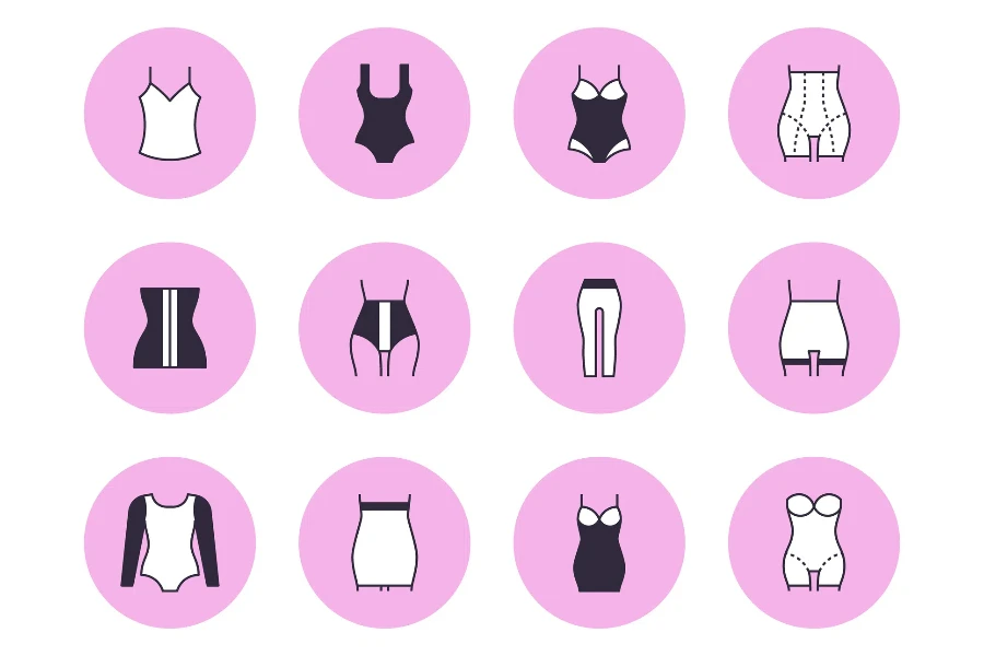 Clip art showing different types of shapewear