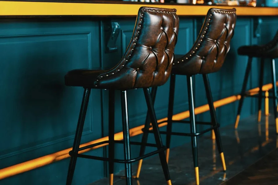 Ergonomic leather counter stools