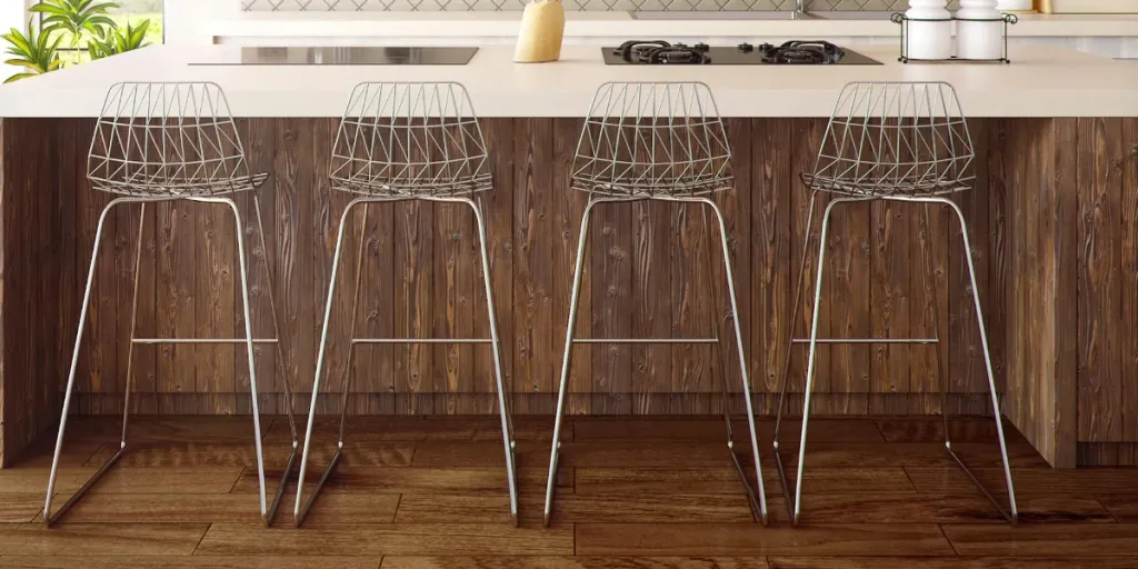 Four counter stools in a kitchen