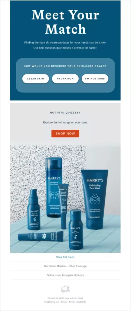 Harry's: Skincare email example