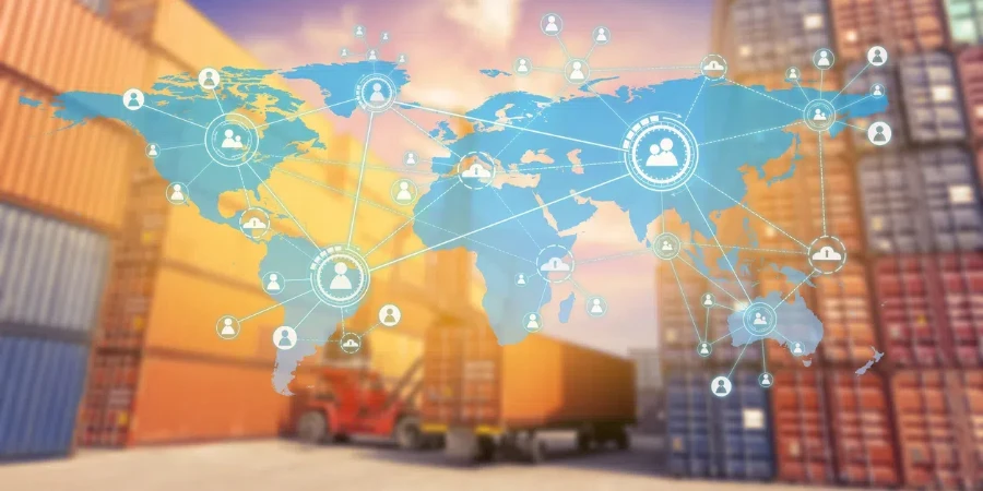Social connection and networking Logistic Import Export background