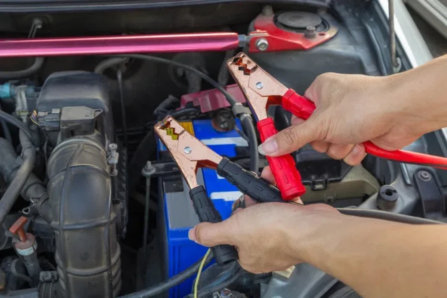 jumping the car battery  charging car batter