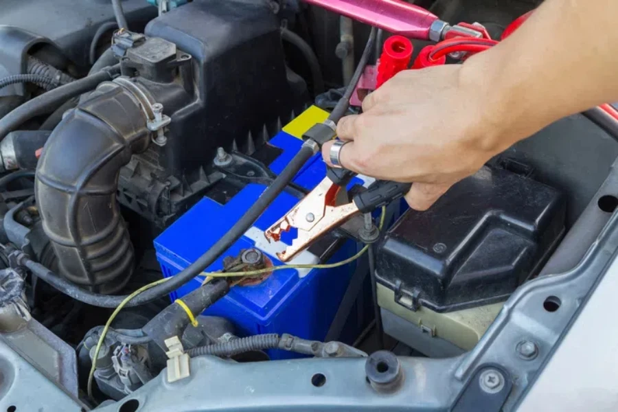 jumping the car battery  charging car battery