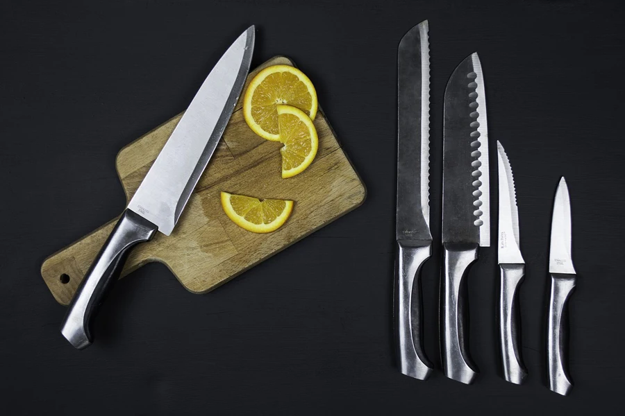 knives, set, chopping board