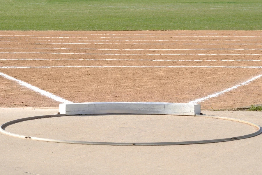 Large throwing ring for shot put next to field