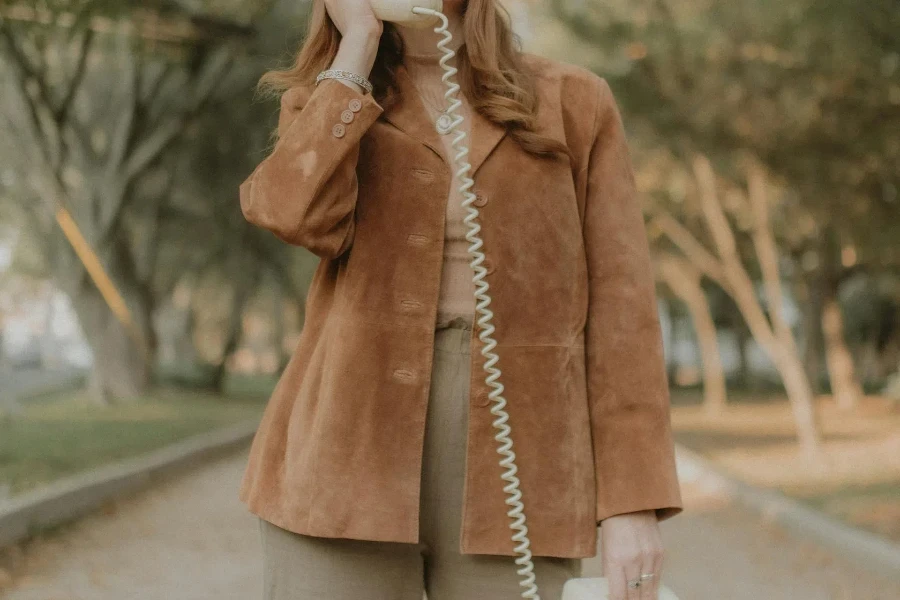 Light brown suede blazer coat