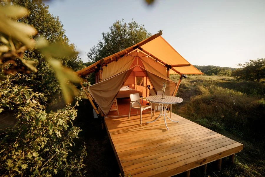 open glamping tent