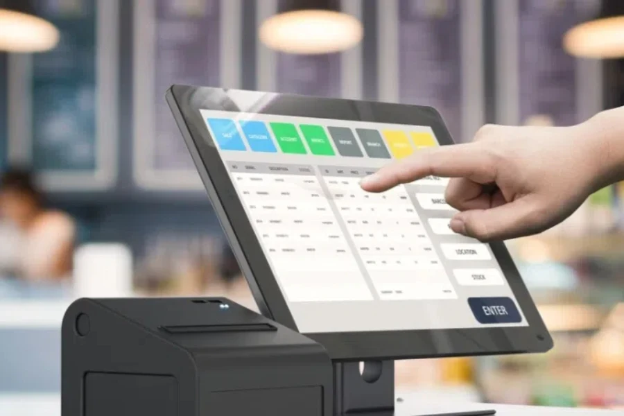 Person using a POS system to track sales