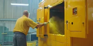 powder coating machine in action