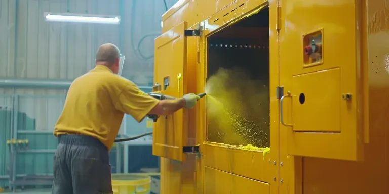 powder coating machine in action