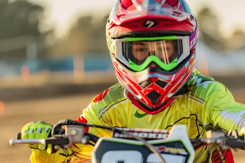 rider wearing a red helmet