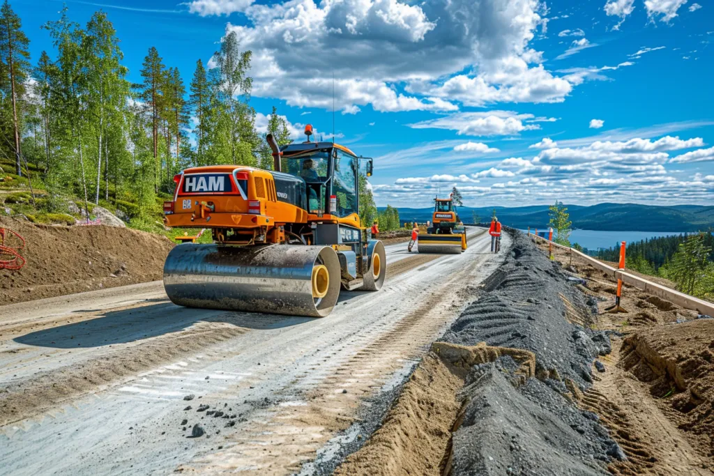 roller machine in use on construction site