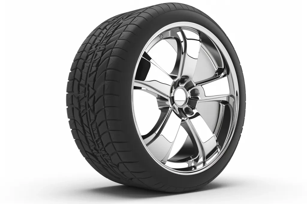 silver wheel with black tire clipart