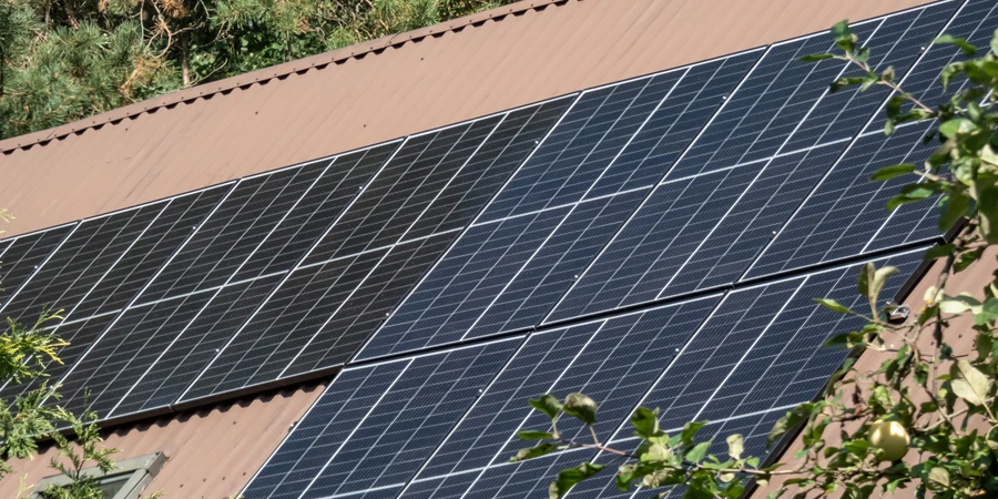 solar panels on the roof