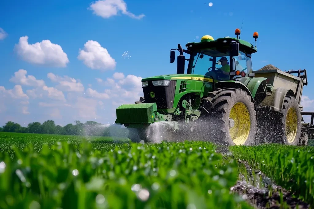 tractor with seed spreader