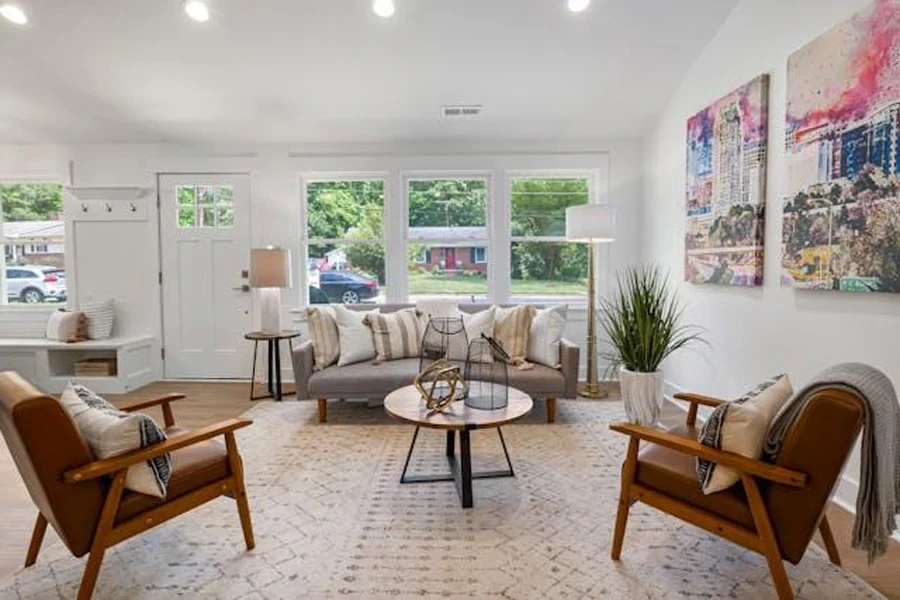 vintage armchairs in a living room