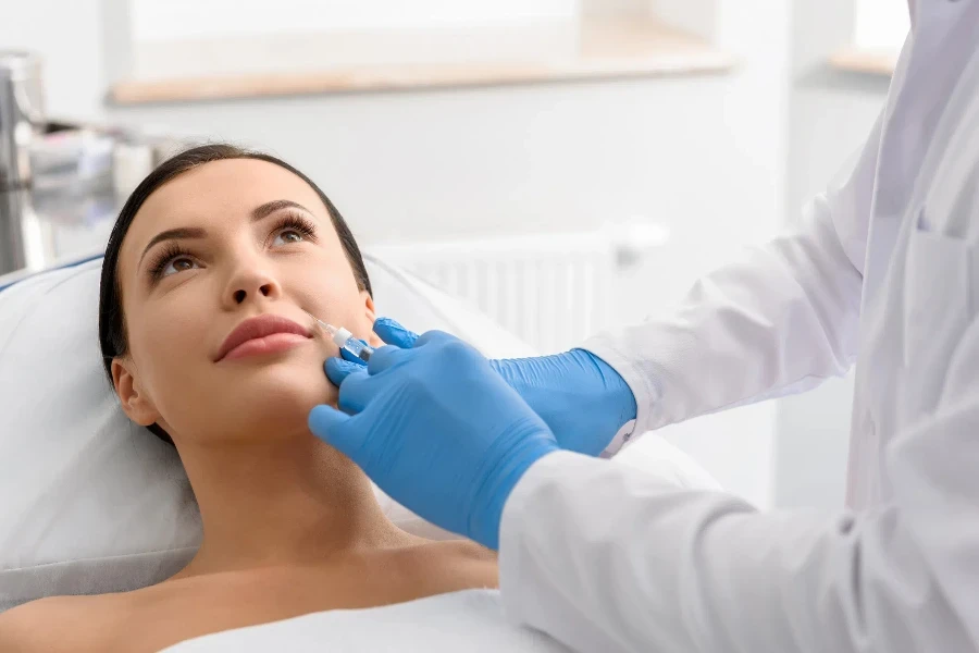 Woman getting collagen skin boosters