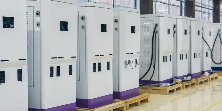 workshop of the plant for the assembly of charging stations for electric vehicles