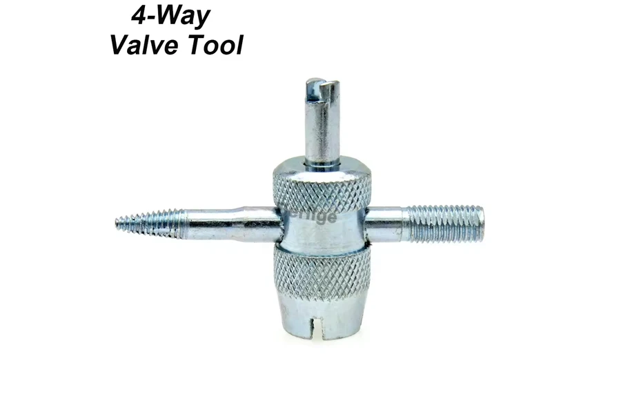 4 Way Tire Valve Repair Tool 4-in-1 Valve Core Removal Tool, Valve Stem Puller Repair Tool, Threader Remover Install Reamer