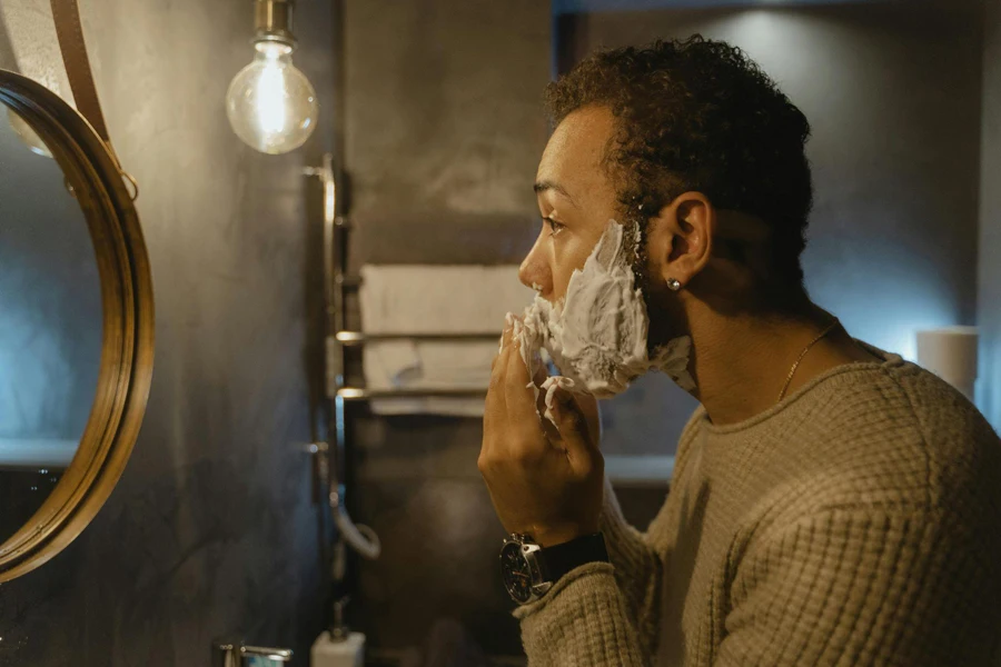 A Man Shaving