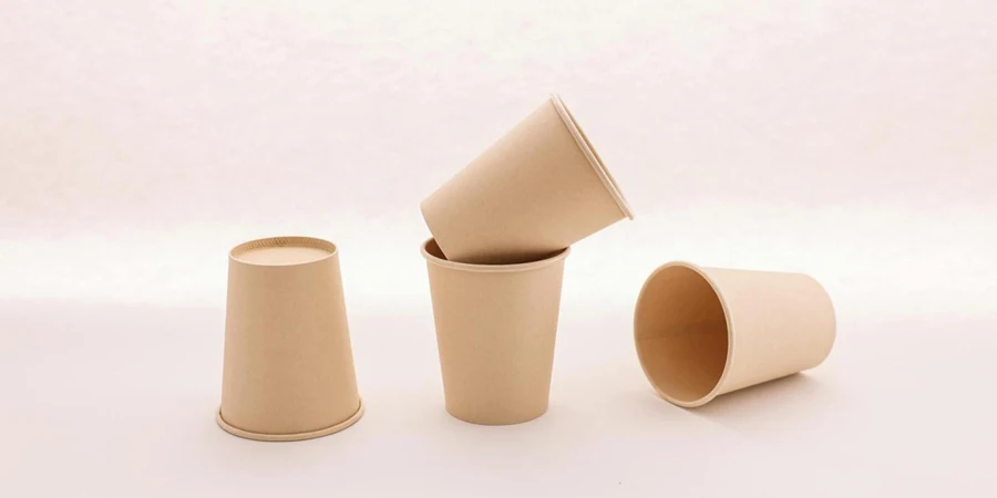 A Mockup of Disposable Cups on a White Surface