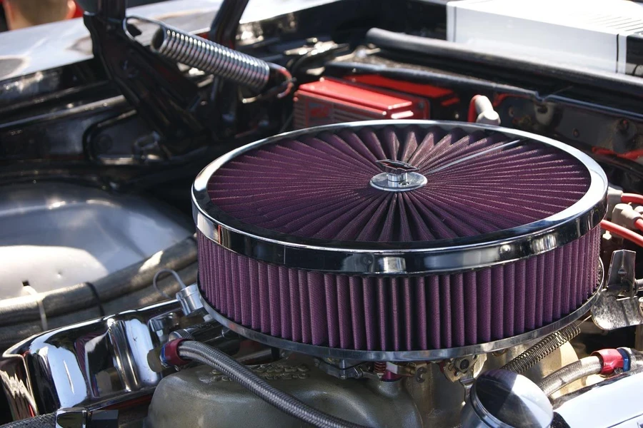 A close-up of a car engine