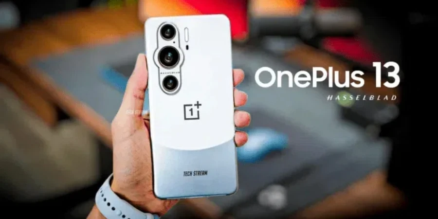 A white Oneplus 13 phone