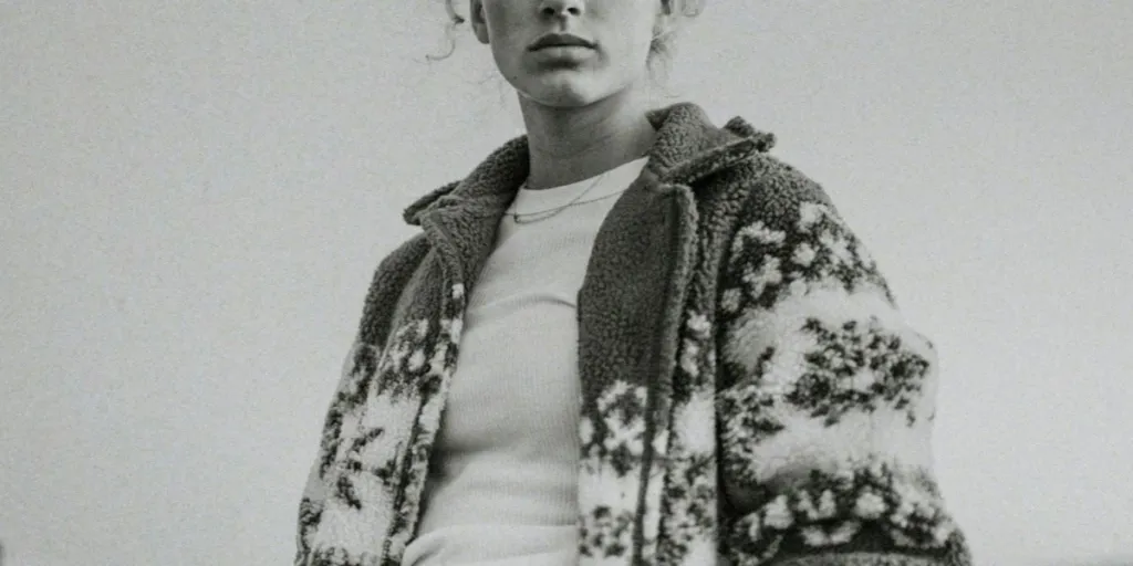 A woman posing in a fleece jacket