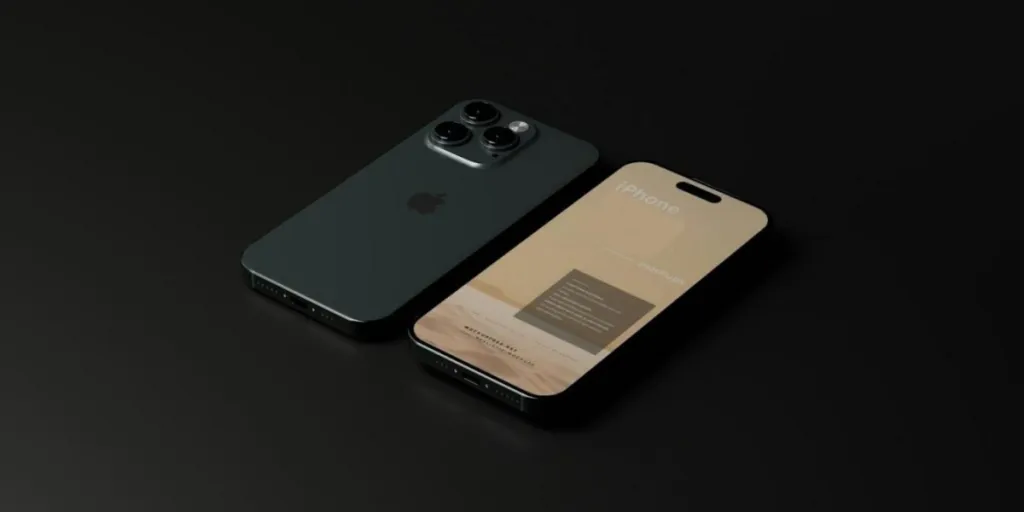 An iPhone mockup on a black background