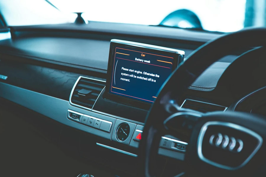 Black Car Monitor on Dashboard