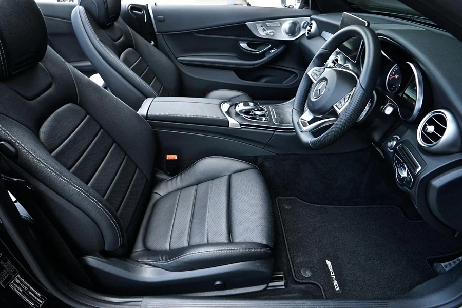 Black Mercedes Benz Sports Car Interior