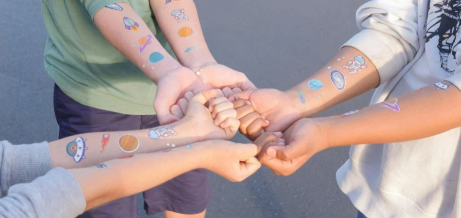 Children with Tattoo Stickers