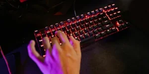 Close-Up View of a Person Playing Computer Game