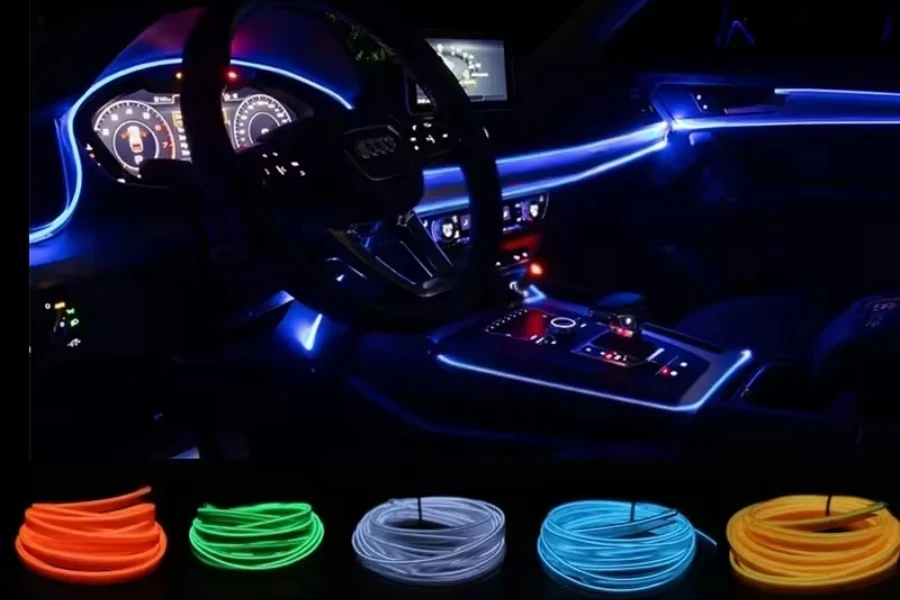 EL Car Styling Cold Light Ambience Lamp Line Car Lights Neon Car LED RGB Neon Interior Atmosphere Light Strip