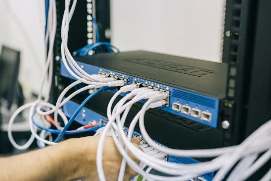 Engineer working on a blade server