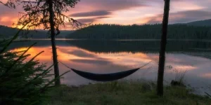 Hammock by the lake shore