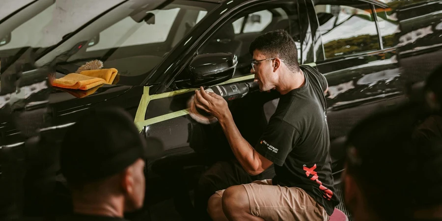 Man Polishing a Car