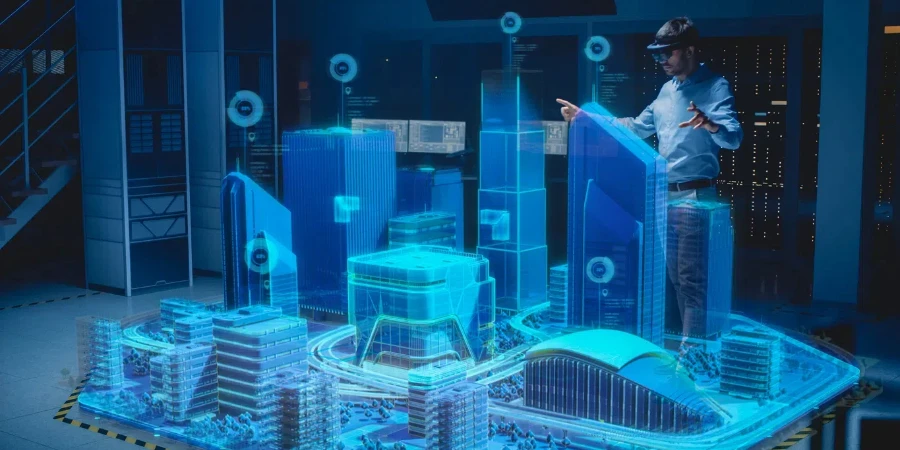 Modern Professional Architect Wearing Virtual Reality Headset