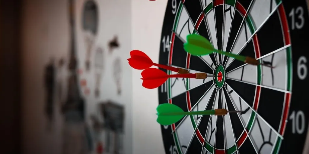 Multiple darts on a dartboard