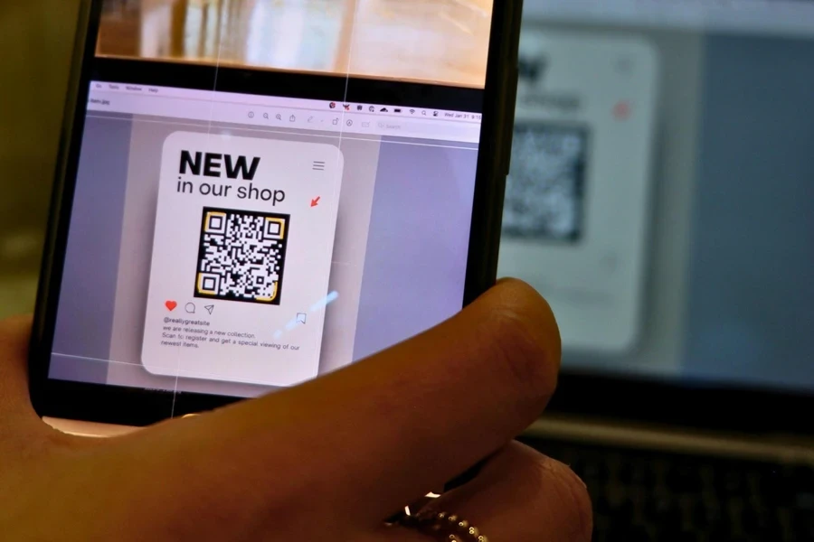 Person scanning QR code for  freebies