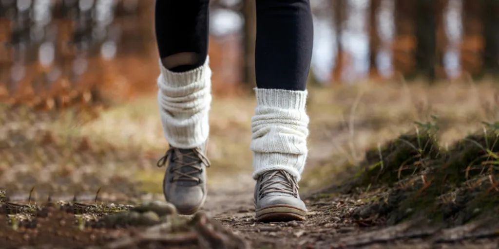 Person wearing leggings, legwarmers, and boots