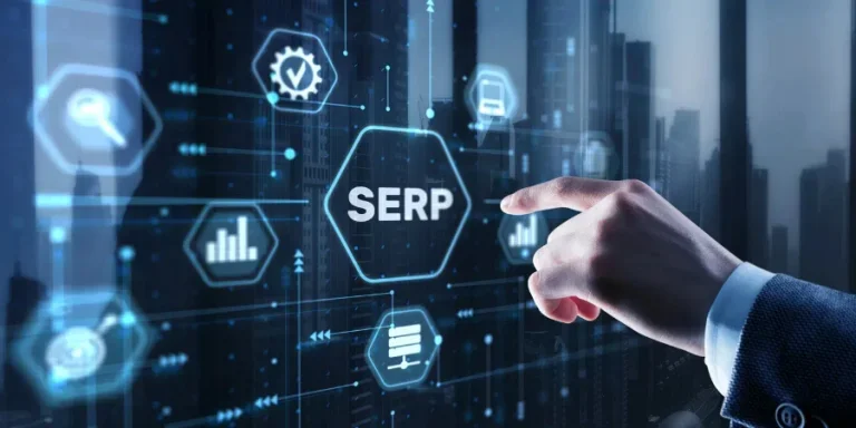 SERP. Search Engine Results Page. Search terms concept