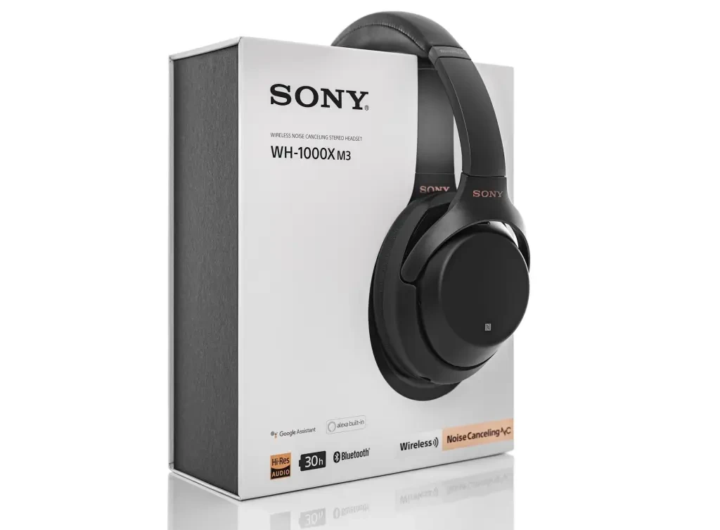 Sony WH-1000XM3 Noise Canceling Wireless Headphones on a white background